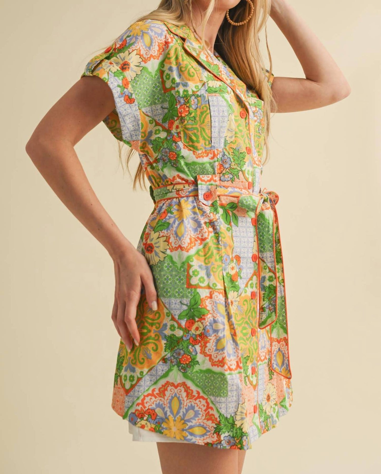 &Merci - Patchwork Button Down Mini Dress