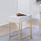 Coleen White & Brass Finish Accent Table with Drawer