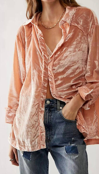 Free People - Marianne Velvet Long Sleeve Shirt