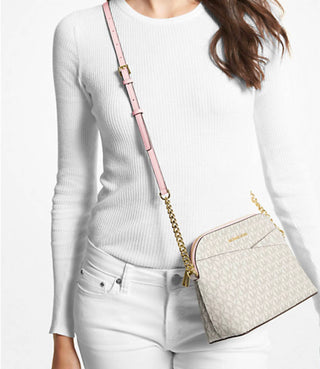 Michael Kors - Jet Set Travel Medium Logo Dome Crossbody Bag (VANILLA)