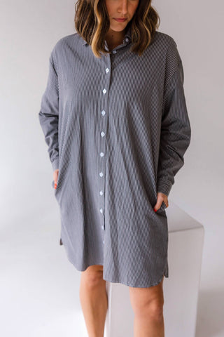 Idem Ditto - Jackie Oversized Striped Shirt Dress