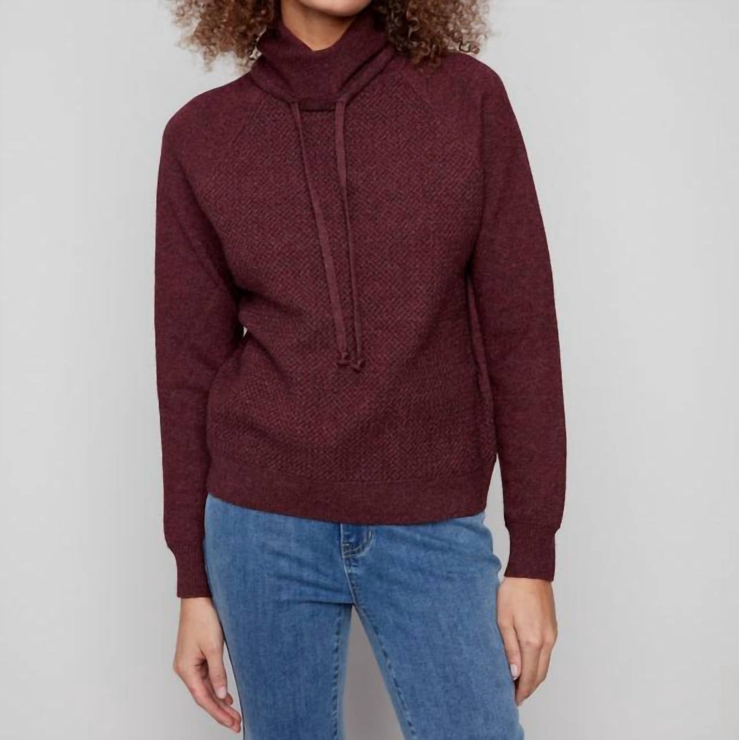 Charlie B - Textured Raglan Cowl Neck Sweater