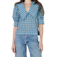 Ganni - SEERSUCKER V-NECK BLOUSE