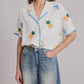 Flat White - Cancun Embroidered Short Sleeve Shirt