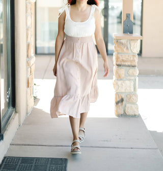 Blu Pepper - Mixed Media Button Down Midi Dress