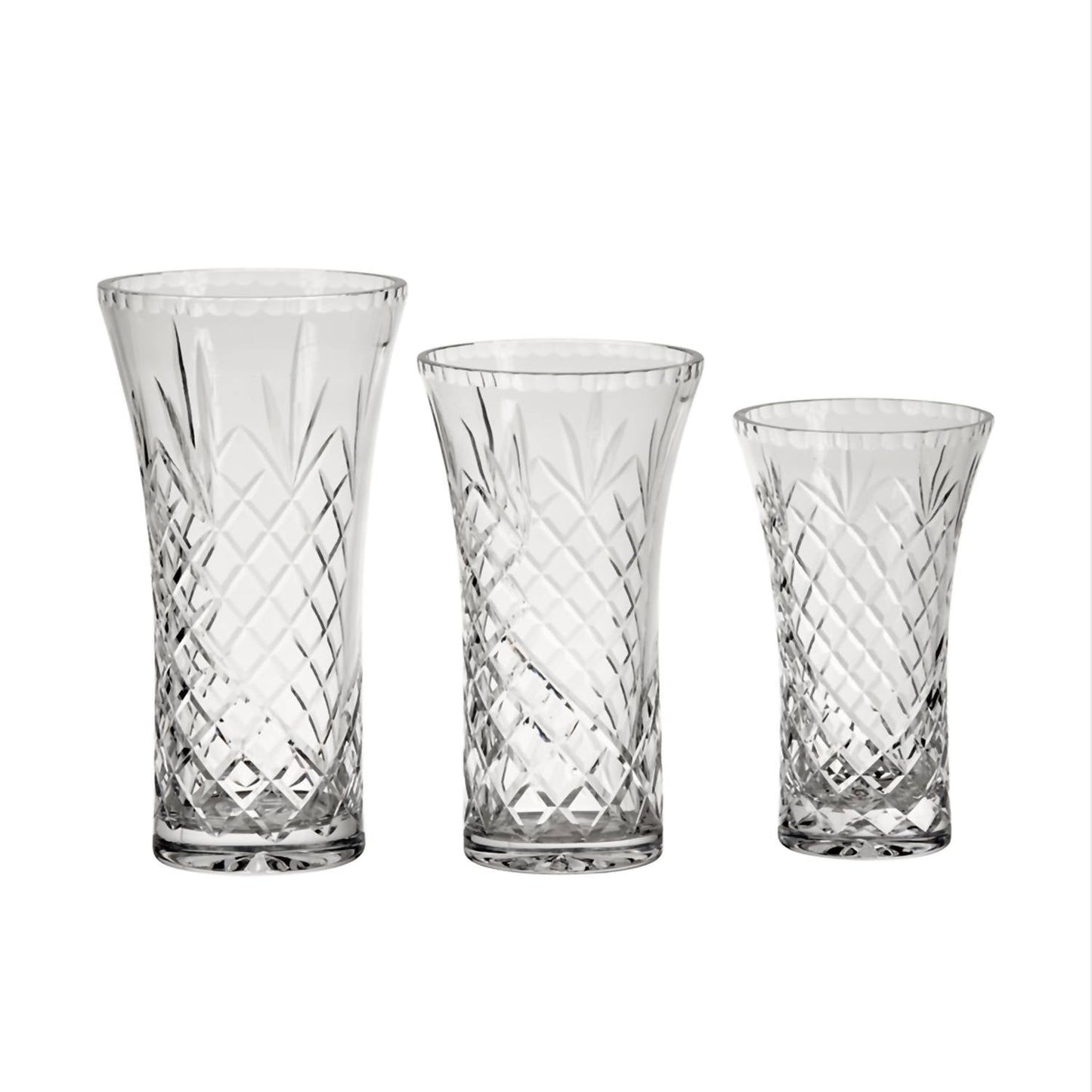 Creative Gifts International - Crystal Flared Vase With Medallion II Pattern - 9.5" X 5"