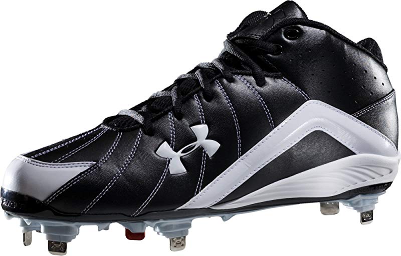 Chuteira de beisebol Under Armour Twin Bill II IC masculina, preta/branca, tamanho 14 D(M) EUA