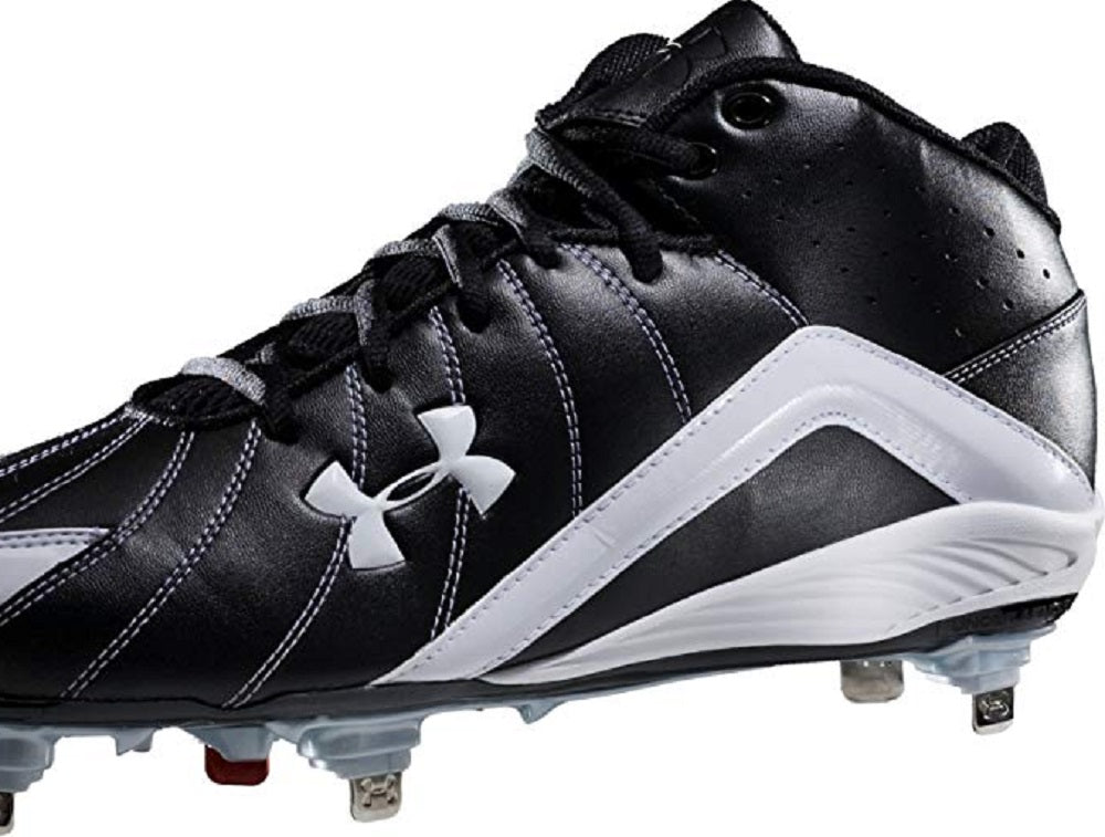 Chuteira de beisebol Under Armour Twin Bill II IC masculina, preta/branca, tamanho 14 D(M) EUA