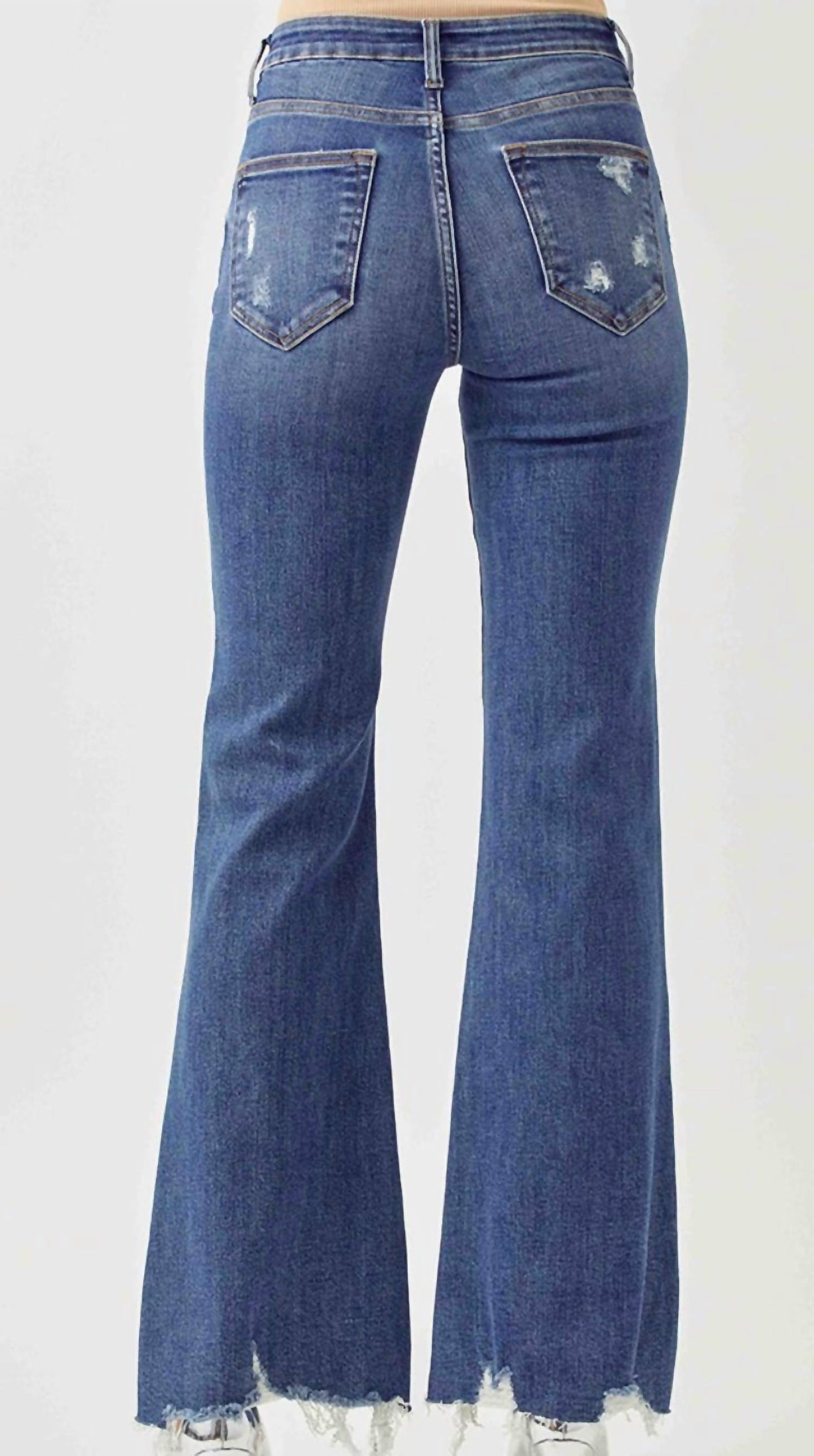 Risen - Mid Rise Raw Hem Jeans