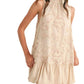 &Merci - Embellished Mixed Media Bubble Hem Mini Dress