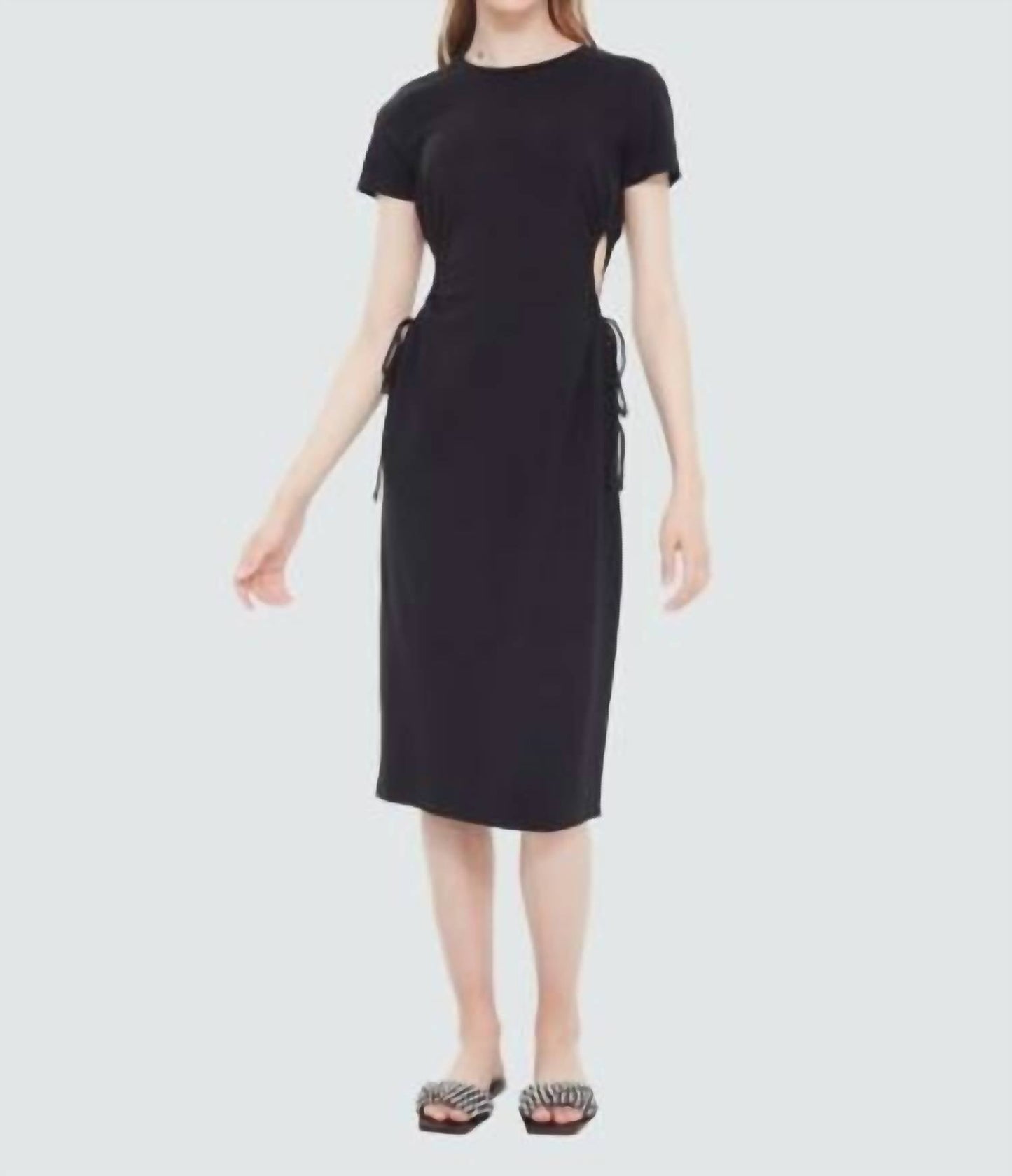 Black Tape - Drawstring Cutout Midi Dress