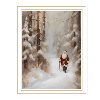 Trendy Decor 4U “Santa’s Winter Stroll” White Framed Wall Art by Jo Moulton