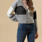 Blu Pepper - V-neck Patchwork Cable Knit Cardigan