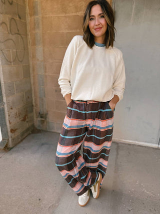 Free People - Buckle Back Plaid Trousers