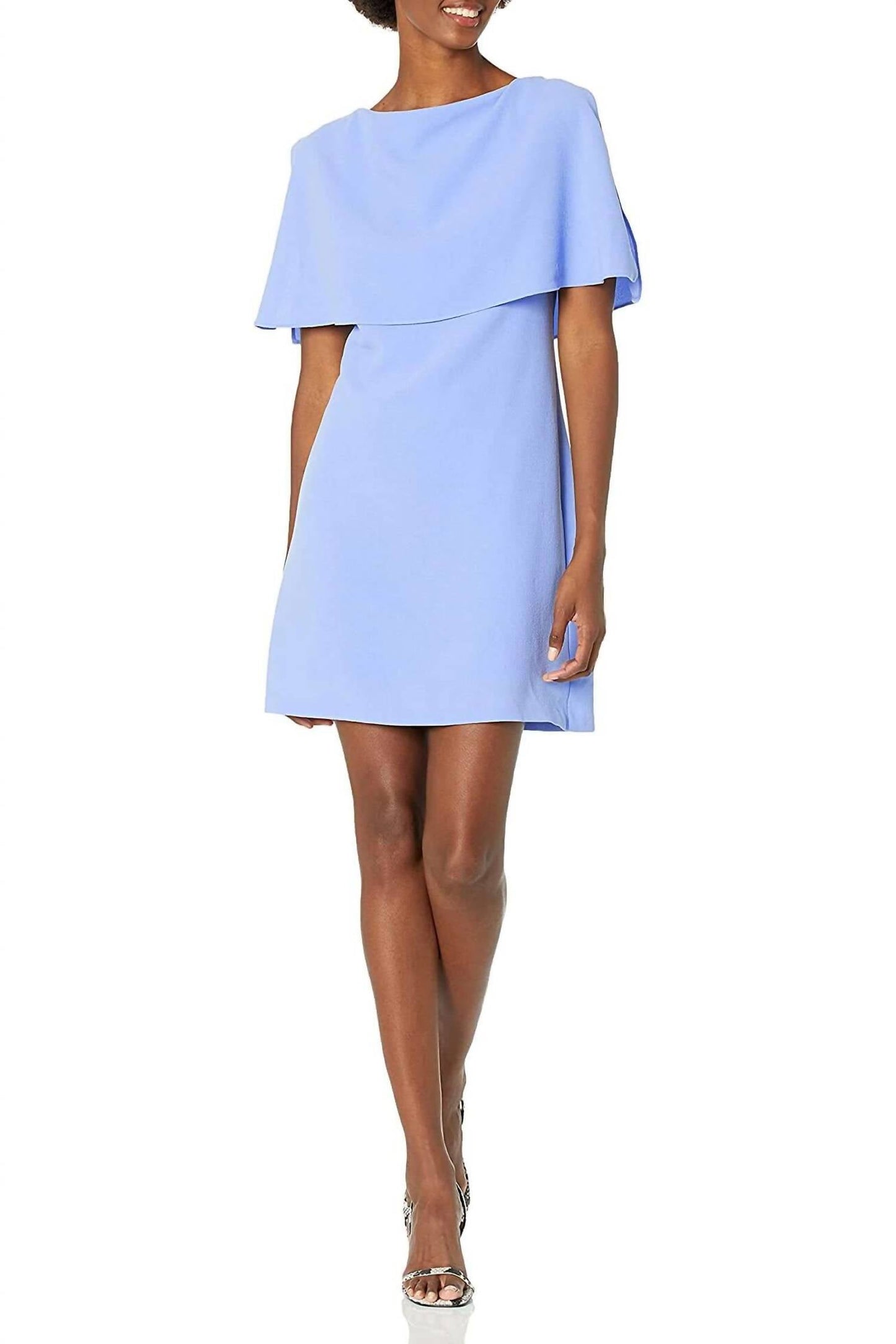 Adrianna Papell - Boat Neck Cape Sleeve Crepe Dress
