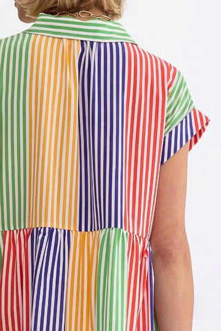 Entrada - Vestido Mini Camisa Listrado Nikki