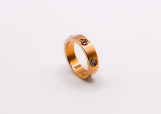 Anel de ouro rosa radiante com pedras preciosas – Anel elegante com pedras preciosas para mulheres