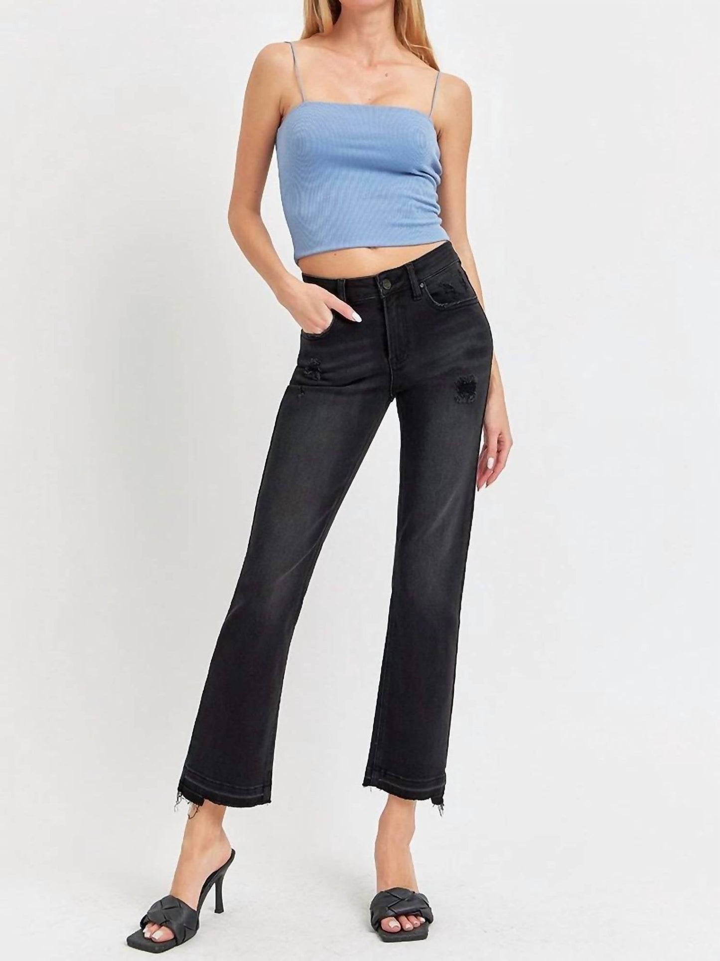 Risen - Mid Rise Ankle Straight Leg Jeans