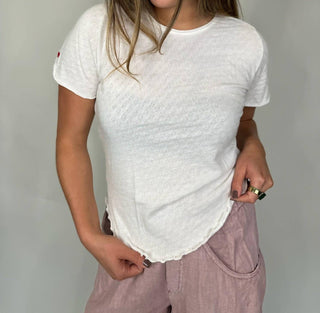 Free People - Blusa de manga curta Pointelle Be My Baby