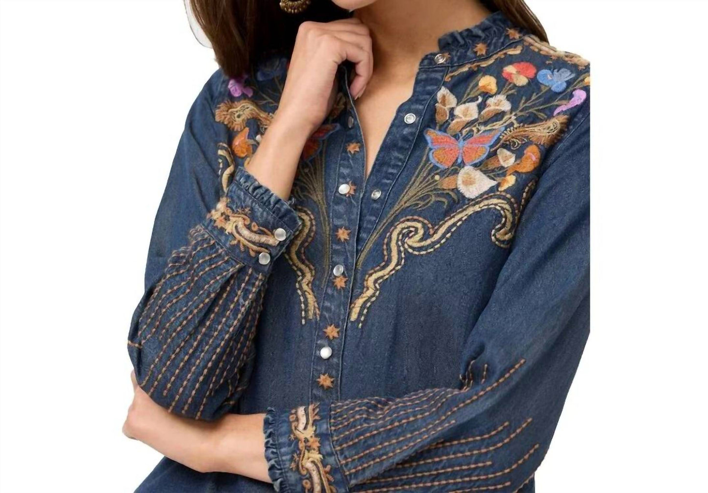Johnny Was - DURAGO RUFFLE NECK SHIRT