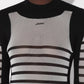 Jean Paul Gaultier - Mix Mesh And Knit Long Sleeves Pullover Printed "mariniere"
