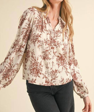 &amp;Merci - Blusa Eylete de manga comprida com estampa floral e renda