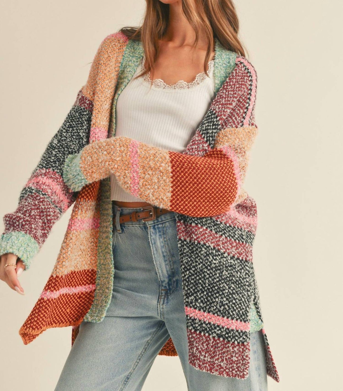 &Merci - Oversized Color Block Cardigan