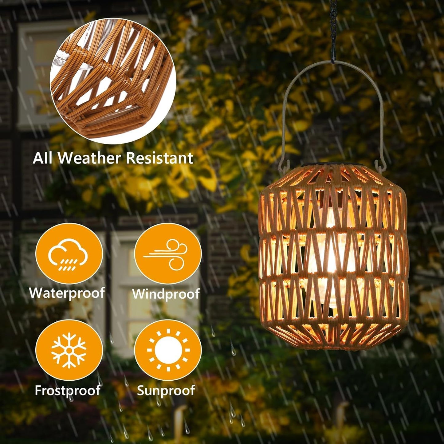 2 Pack Solar Lanterns Outdoor Waterproof