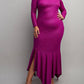 The Curve La - Plus Size Off Shoulder Metallic Knit Dress With Slit