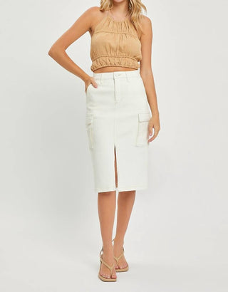 Risen - Saia cargo jeans midi
