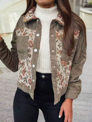 1 The Woman - Ribbed Retro Floral Patchwork Jacket