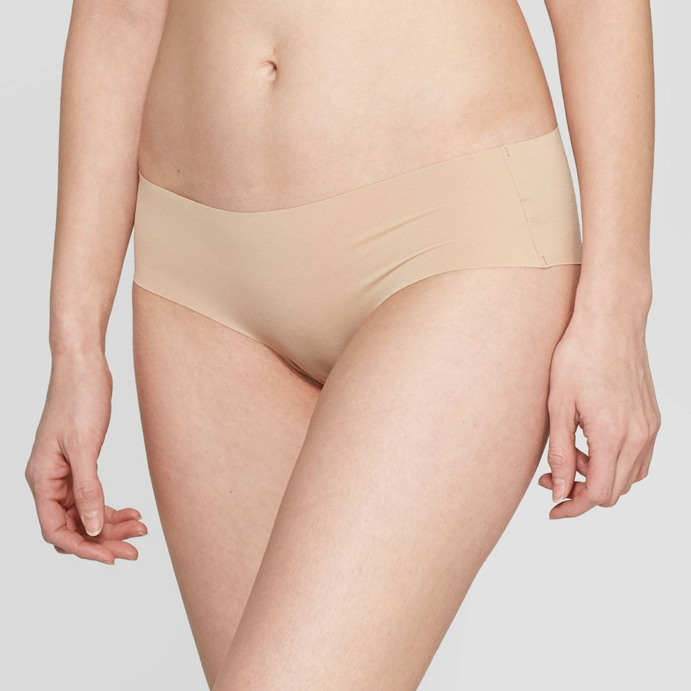 Roupa íntima feminina Auden Invisible Edge Cheeky em bege perolado, tamanho G