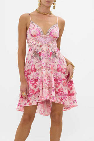Camilla - Button Front Strappy Frill Dress