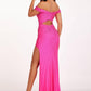 Abby Paris - Beaded Off Shoulder Slit Gown
