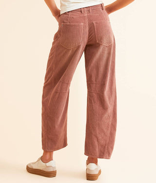 Free People - Calça cano de veludo cotelê de cintura média Good Luck
