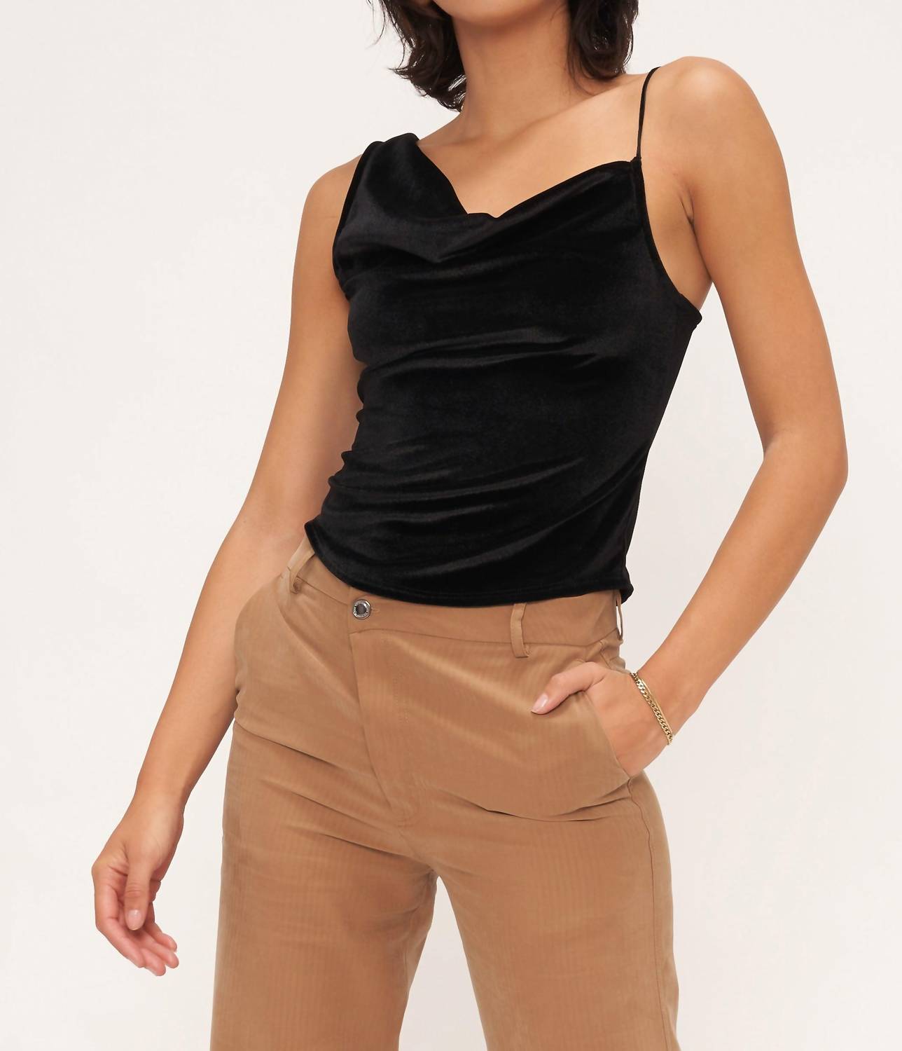 Project Social T - Uptown Asymmetrical Velvet Tank