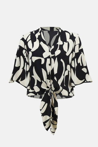 Joseph Ribkoff - Geometric Print Tie Front Blouse