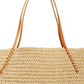 Bolsa tote feminina Aqua Trio listrada de palha natural