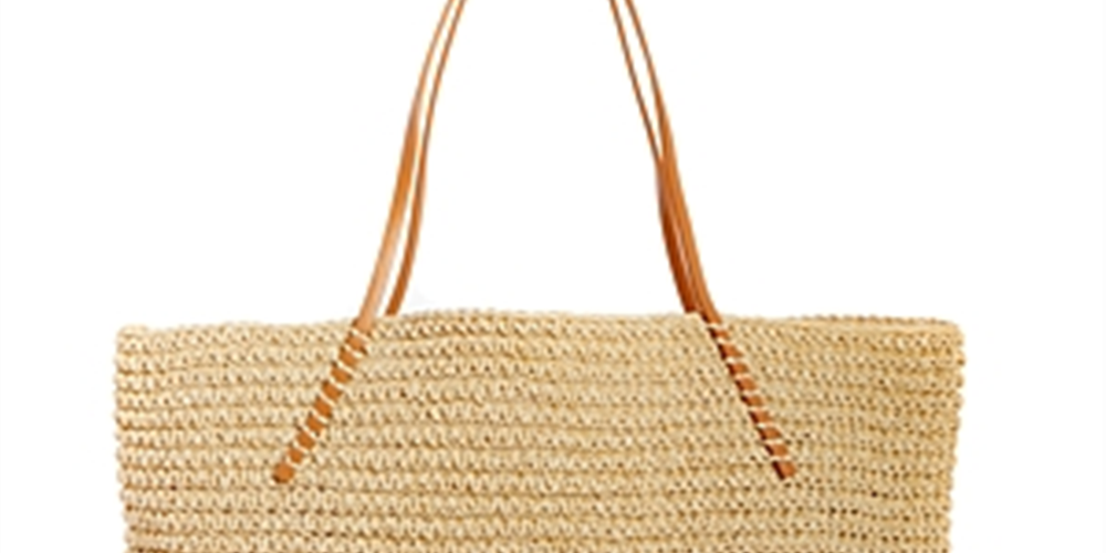 Bolsa tote feminina Aqua Trio listrada de palha natural