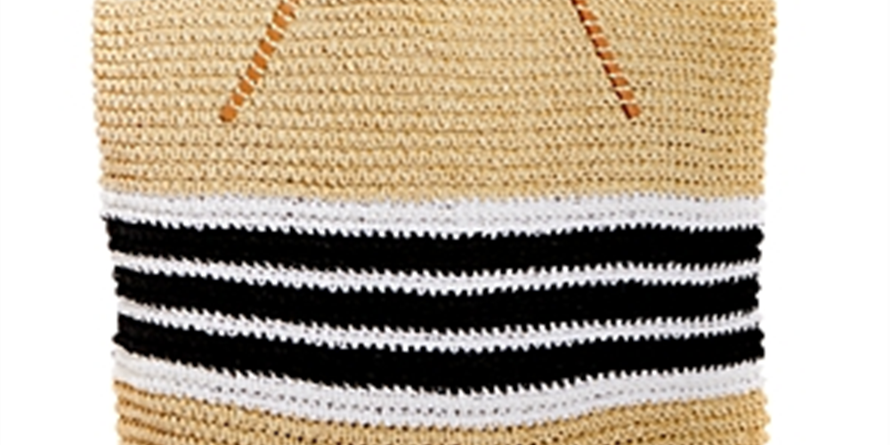 Bolsa tote feminina Aqua Trio listrada de palha natural