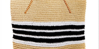 Bolsa tote feminina Aqua Trio listrada de palha natural