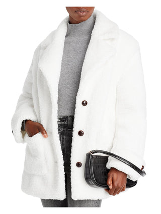 Jaqueta feminina AQUA de manga comprida com bolsos marfim, tamanho pequeno