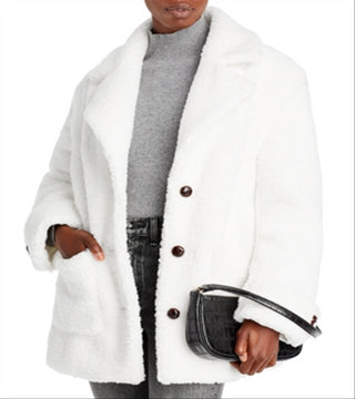 Jaqueta feminina AQUA de manga comprida com bolsos marfim, tamanho pequeno