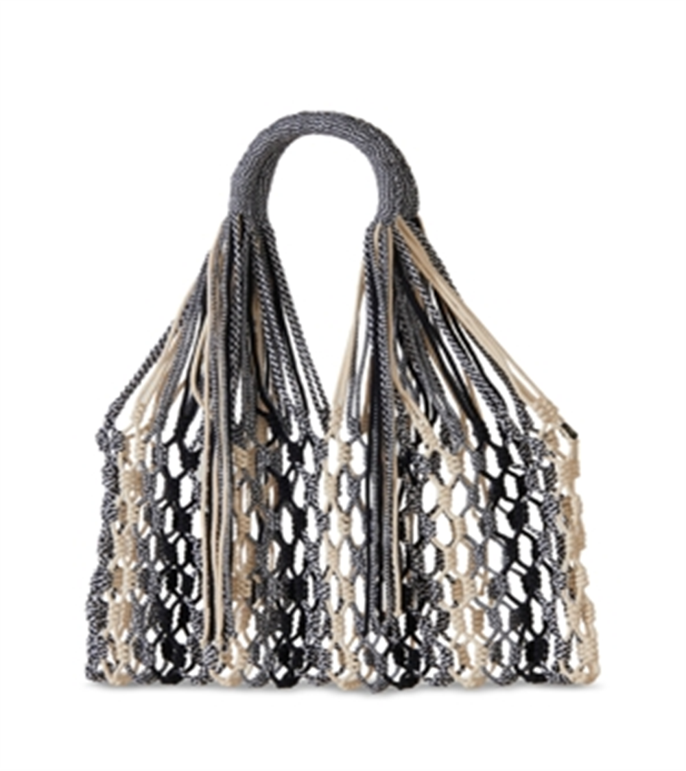 Bolsa de ombro feminina Nannacay Estela Net preta tamanho regular