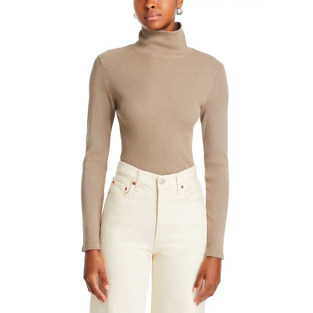 Blusa Donni de gola alta em jersey canelado