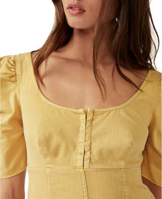 Free People - Vestido curto jeans Cheyenne