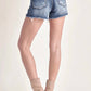 Risen - Mid Rise Raw Hem Denim Shorts