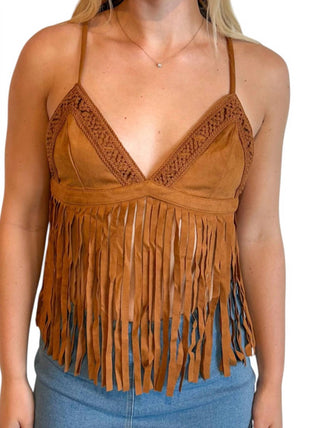 Blue Blush - Almost Famous Fringe Top