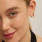 Eklexic - Mini Huggie Hoops With Mop & Cubic Zirconia Drop Earrings