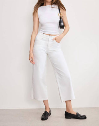 Good American - Calça Jeans Palazzo Cropped com Cintura Boa